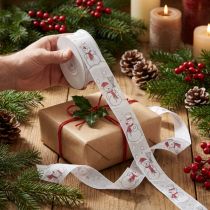 Product Gift ribbon Christmas snowman red white 25mm 15m