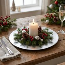 Product Plastic plate silver Ø33cm with glaze effect
