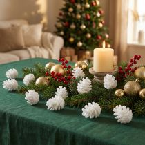 Product Decorative cones white glitter scatter decoration hanging decoration 3.5 cm 45 pcs
