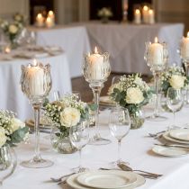 Product Glass flower candle holder for elegant table decoration, events and weddings, 22cm