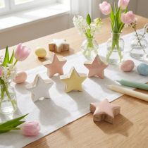 Product Scatter decoration stars wooden stars pink white yellow Ø3cm 9 pcs
