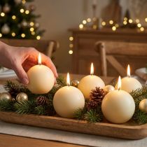 Product Cream-colored ball candles, 60mm, set of 16, Christmas candles, festive atmosphere, RAL quality mark