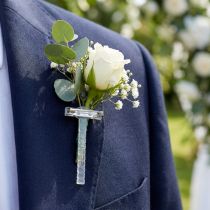 Product Wedding lapel pins transparent/silver 5 cm 50 pieces