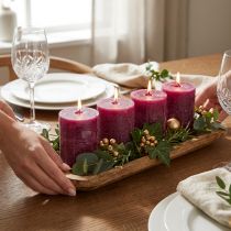 Product Dyed-through trendy candles Berry Purple, pillar candles, 70×80mm, set of 4, table decoration