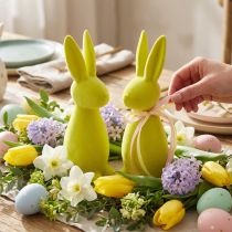 Product Flocked Easter Bunnies Yellow-Green – 2nd Choice – 8×10×29cm 2 pcs