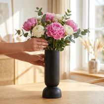 Product Ceramic Vase Black Modern Oval Shape Ø11cm H25.5cm