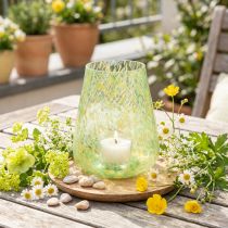 Product Tealight holder lantern glass yellow green Ø12cm H14,5cm
