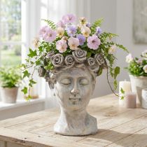 Product Flower pot face lady's bust plant head concrete look H18cm