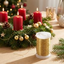 Product Florist wire, myrtle wire, decorative wire, gold, 0.30mm, 100g, 3 pieces, for crafting, jewelry making &amp; decoration