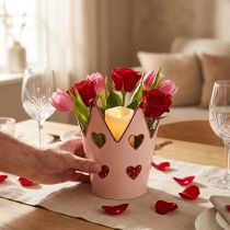 Product Decorative crown, metal lantern, planter for Valentine's Day, metal decoration with a heart