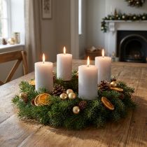 Product Pillar candles, solid colored light grey, 70×100mm, 4 pieces, for table decorations, weddings, Christmas