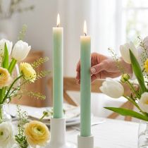 Product Taper candles dyed light green 34mm x 300mm 4pcs