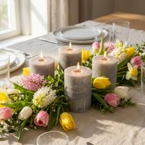 Product Solid coloured candles grey 60x80mm 4pcs
