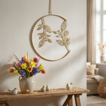 Product Metal wall decoration, hanging, gold, Ø38cm, branches, antique, summer charm