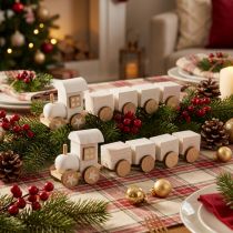Product Wooden train deco Christmas train white L20cm H6cm 2pcs