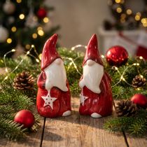 Product Santa Claus figure Nicholas red, white ceramic H13.5cm 2pcs