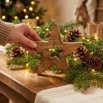 Product Wooden star flamed wooden decoration Christmas star standing 15cm