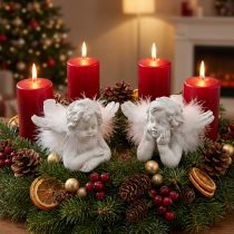 Product Angel lying, Christmas decoration, angel decoration with feathers, Advent white H8 / 8.5cm L14 / 12.5cm set of 2