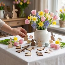 Product Scatter decoration wood, Easter confetti, Easter bunny yellow tones 4cm 72 pcs
