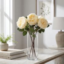 Product Artificial roses like real cream artificial flowers 48cm 3pcs