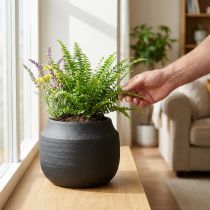 Product Planter Black Ceramic Flower Pot Ø23cm H19.5cm