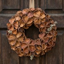 Product Natural Dried Lotus Wreath Decoration 35cm Brown