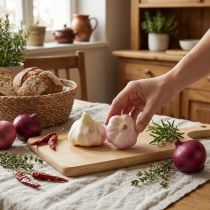 Product Artificial Vegetable Decoration Garlic Pink, White Ø6.5cm 2 pcs