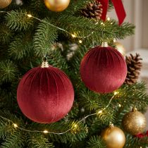 Product Large Velvet-Look Christmas Baubles Burgundy 20cm Set of 3