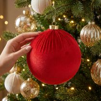 Product Red Velvet Christmas Baubles Set of 3 15cm Indoor Decoration