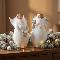 Product Decorative angel with heart and star white, silver Ø7.5 H15cm 2pcs
