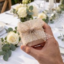 Product Gift ribbon with polka dots for stylish wedding decorations and creative packaging, 1.5cm wide, 20m long