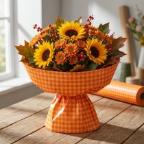 Product Gift Wrap Roll with Orange and Yellow Gingham Check Pattern, 25cm x 100m