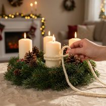Product Wool cord white with gold thread 5m x 5mm with wire for decoration and crafting