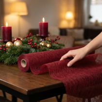 Product Dekovlies table runner fleece table runner red burgundy 23cm 25m