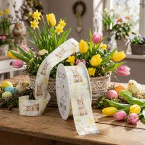 Product Gift ribbon with Easter bunny motif for festive packaging, 15m
