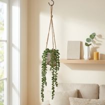 Product Artificial succulents hanging snake stonecrop in ceramic pot 40cm