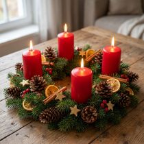 Product Pillar candles red Advent candles small old red 70/50mm 24 pcs