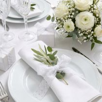 Product Ribbon with lace, wedding decoration, deco ribbon White W35mm L20m