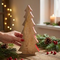 Product Christmas decoration fir tree wood red, nature 28cm
