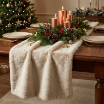 Product Table runner faux fur beige, table band decorative fur 15×200cm