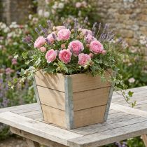 Product Flower box wooden planter Shabby Chic Beige 19x19x15.5cm