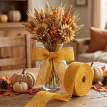 Product Decorative Ribbon Jute Yellow Mustard Mesh Ribbon Craft Ribbon 5cm 40m