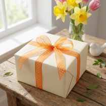 Product Gift ribbon with polka dots for elegant gift wrapping, 1.5cm wide, 20m long