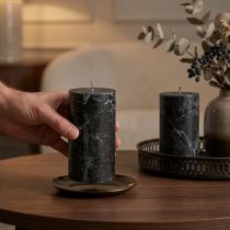 Product Black pillar candles 85×150mm 2pcs, dyed throughout, elegant for decoration &amp; ambience