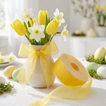 Product Organza ribbon gift ribbon yellow ribbon selvedge 40mm 50m