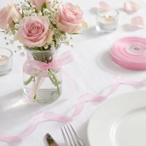 Product Organza ribbon, gift ribbon, pink ribbon, selvedge, 6mm, 50m