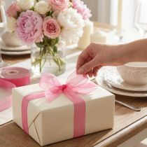 Product Organza ribbon gift ribbon pink ribbon selvedge 6mm 50m