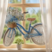 Product Deco sign wood bicycle summer deco sign to hang blue, white 31 × 25cm