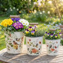 Product Metal planter/bucket with handle, Ø14/11/9.5cm, set of 3