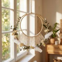 Product DIY decorative hanging rings Boho double ring natural Ø20/15cm set of 4